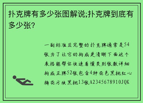 扑克牌有多少张图解说;扑克牌到底有多少张？